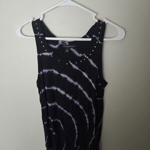 Rock & Republic Black and Lavender Tie-Dye Studded Tank
